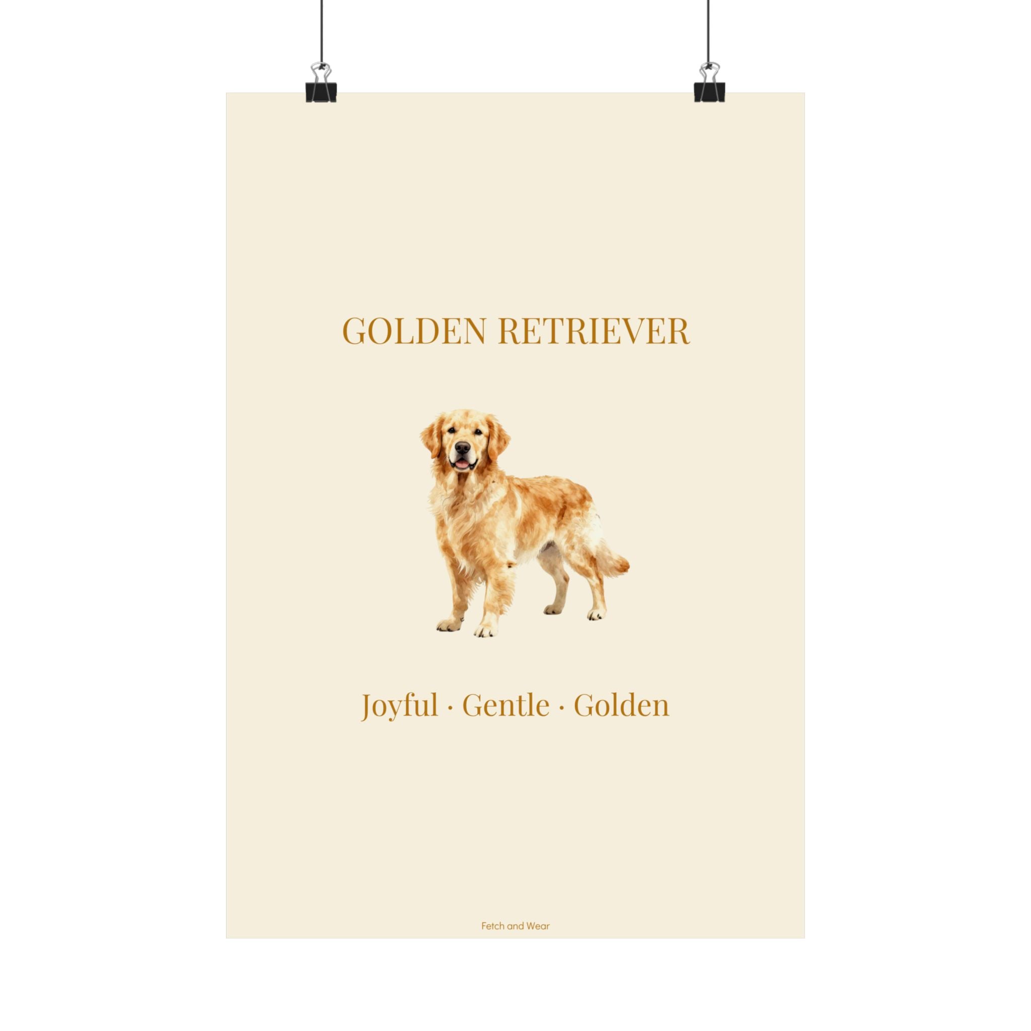 Golden Retriever Print · Dog Breed Wall Art · Golden Retriever Gift · Matte Poster